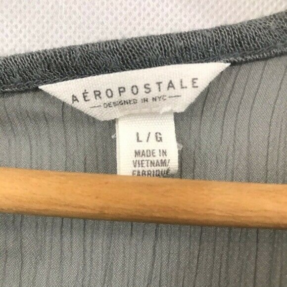 (Sold)Aeropostale Womens Gray Short Sleeve Blouse - Picture 4 of 6